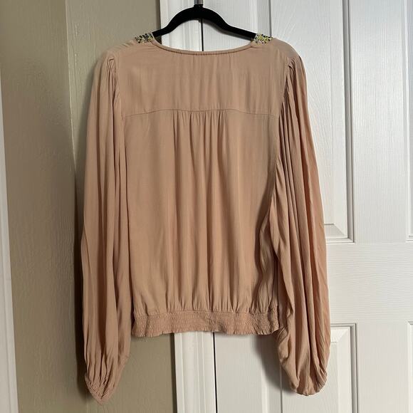 Anthropologie Maeve Kristie Sequined Peasant Blouse Medium - Picture 5 of 7